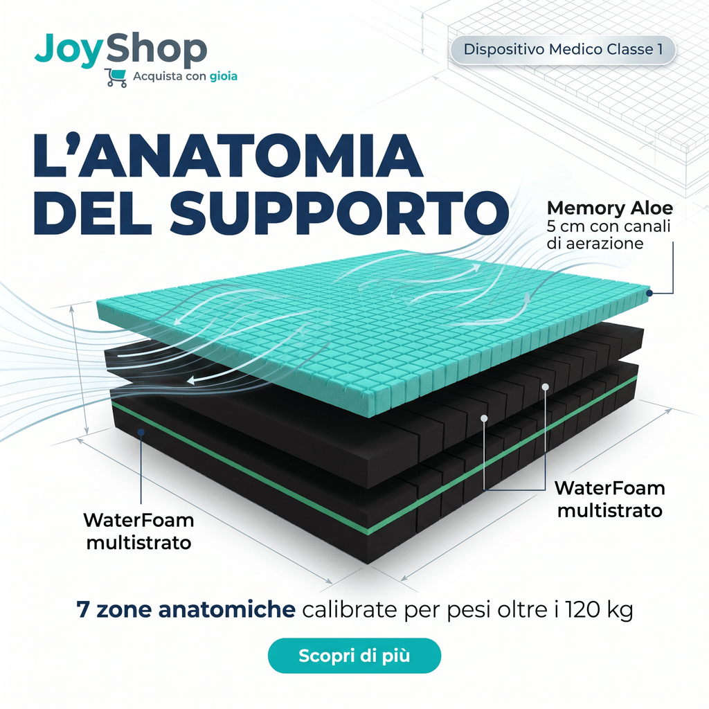 Materasso in Memory Aloe H24 Anatomico e Tessuto Hybrid - ALOE MEMORY