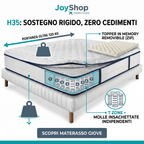 King-size pocket spring mattress plus removable memory foam topper H35 cm - GIOVE