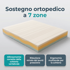 Materasso Memory a zone multi onda alto 23 cm con Waterlily tessuto anallergico e antiacaro COMFORT3
