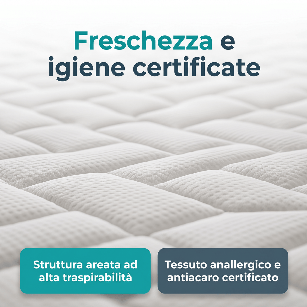 Materasso Memory a zone multi onda alto 23 cm con Waterlily tessuto anallergico e antiacaro COMFORT3