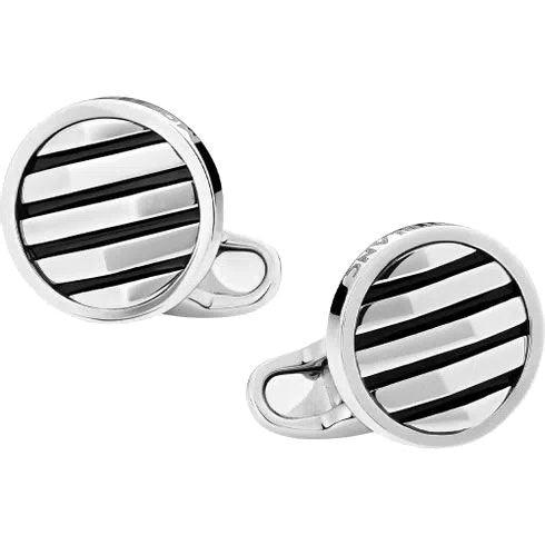 Montblanc Sartorial Architectural black geometric insert silver cufflinks 123804