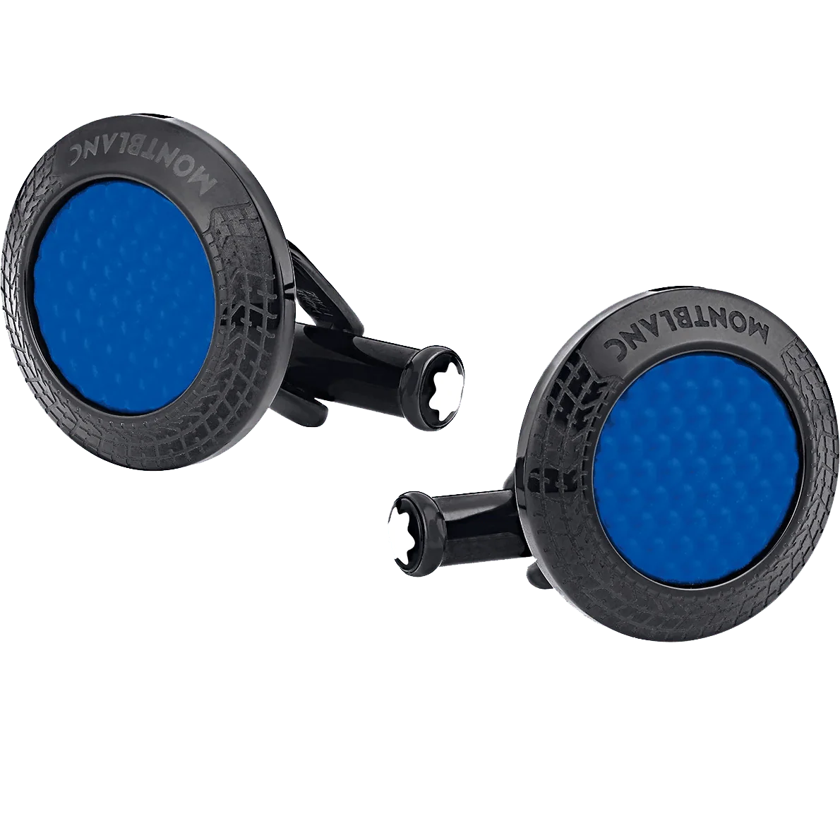 Montblanc Meisterstück Great Masters Pirelli Cufflinks in Steel and Blue Lacquer 128396