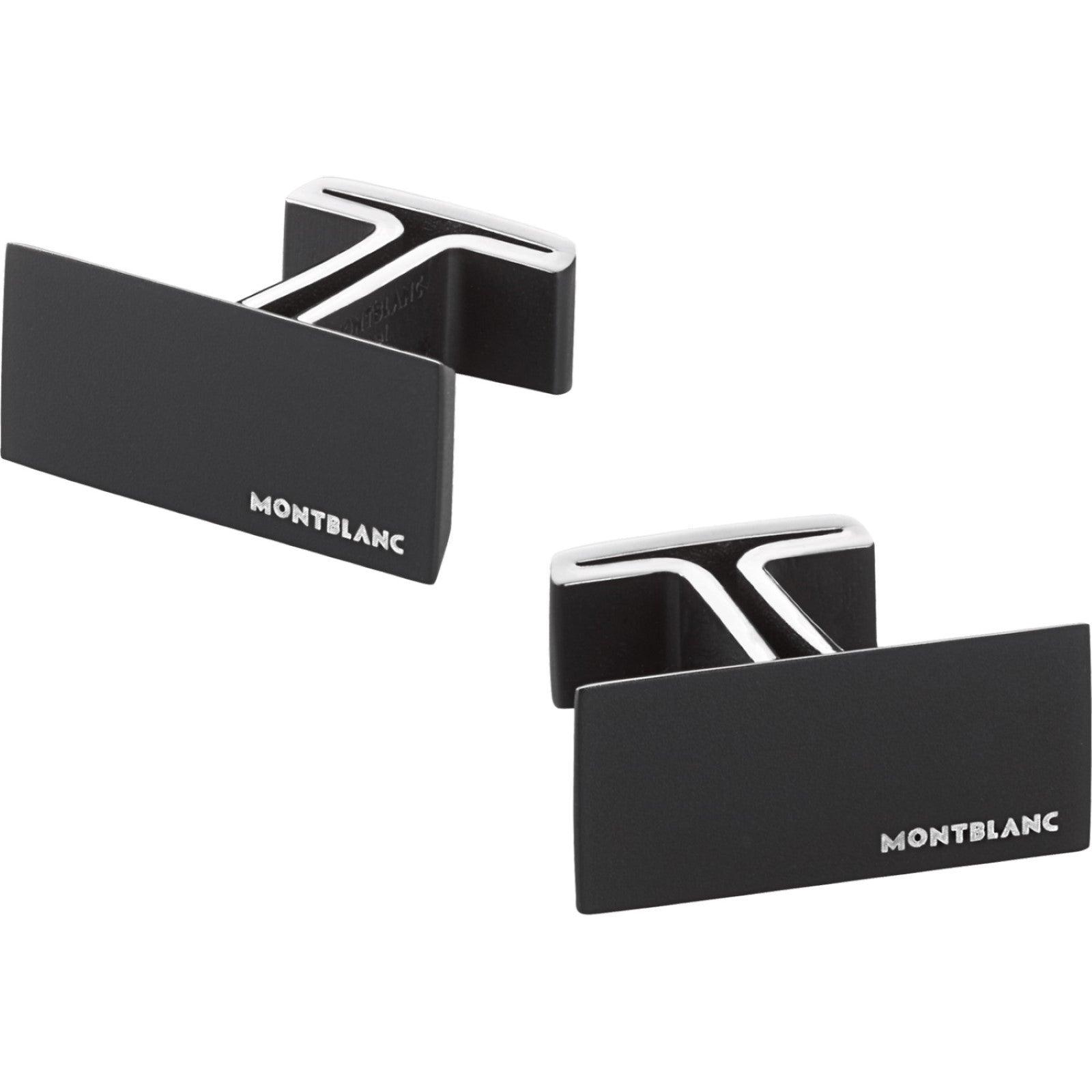 Montblanc rectangular cufflinks in steel and black PVD 114761