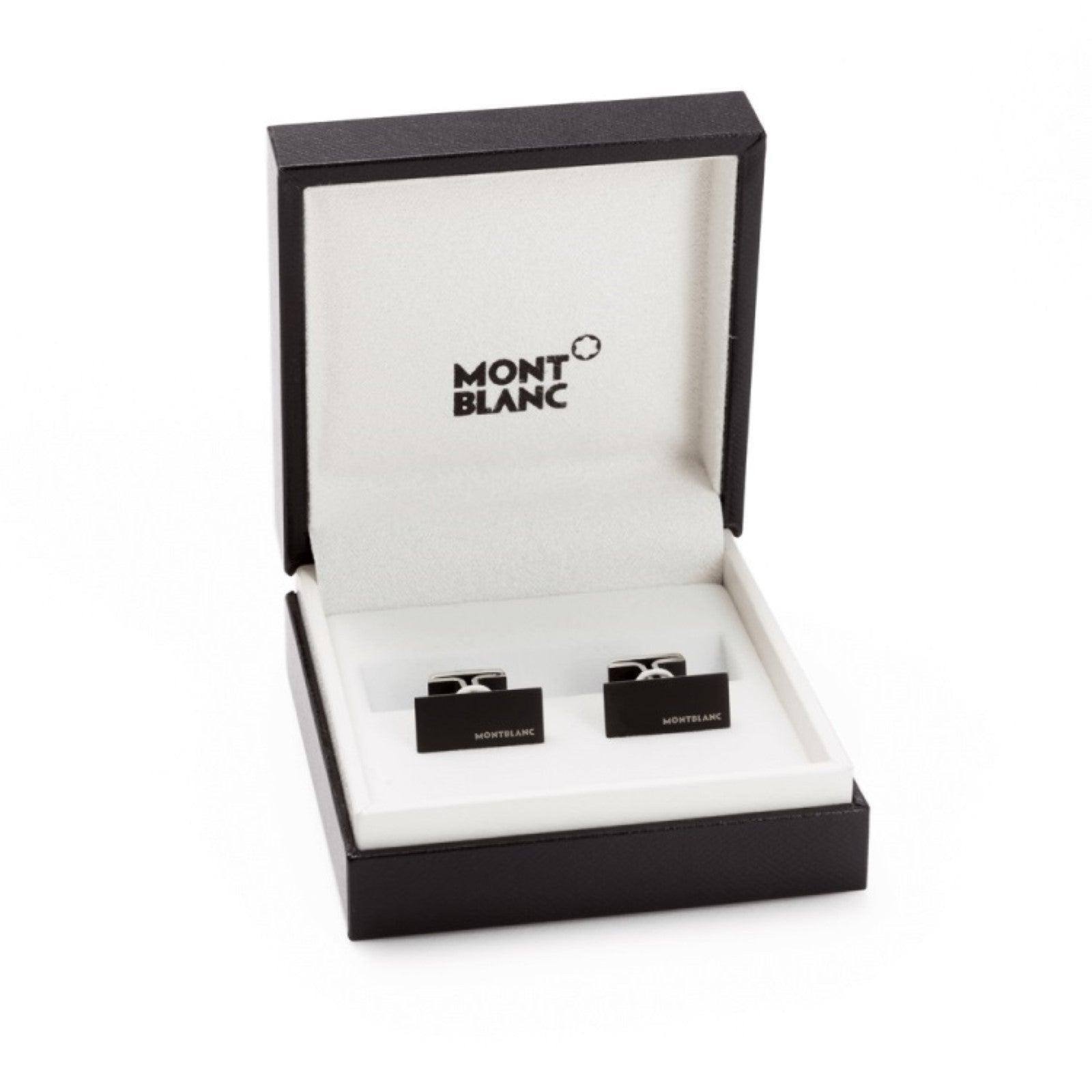 Montblanc rectangular cufflinks in steel and black PVD 114761
