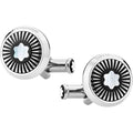Montblanc Round Steel Cufflinks with Spoked Pattern and Mother-of-Pearl Emblem 123809