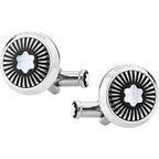 Montblanc Round Steel Cufflinks with Spoked Pattern and Mother-of-Pearl Emblem 123809