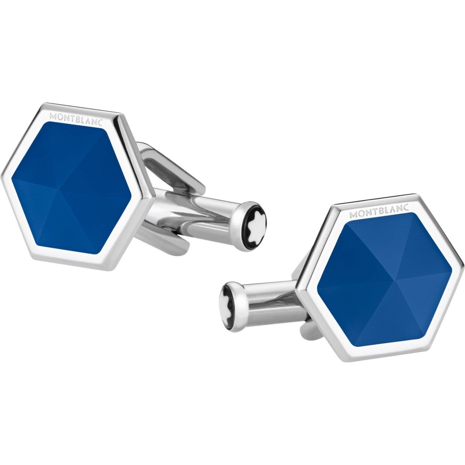 Montblanc Sartorial Blue Agate Steel Cufflinks 118600