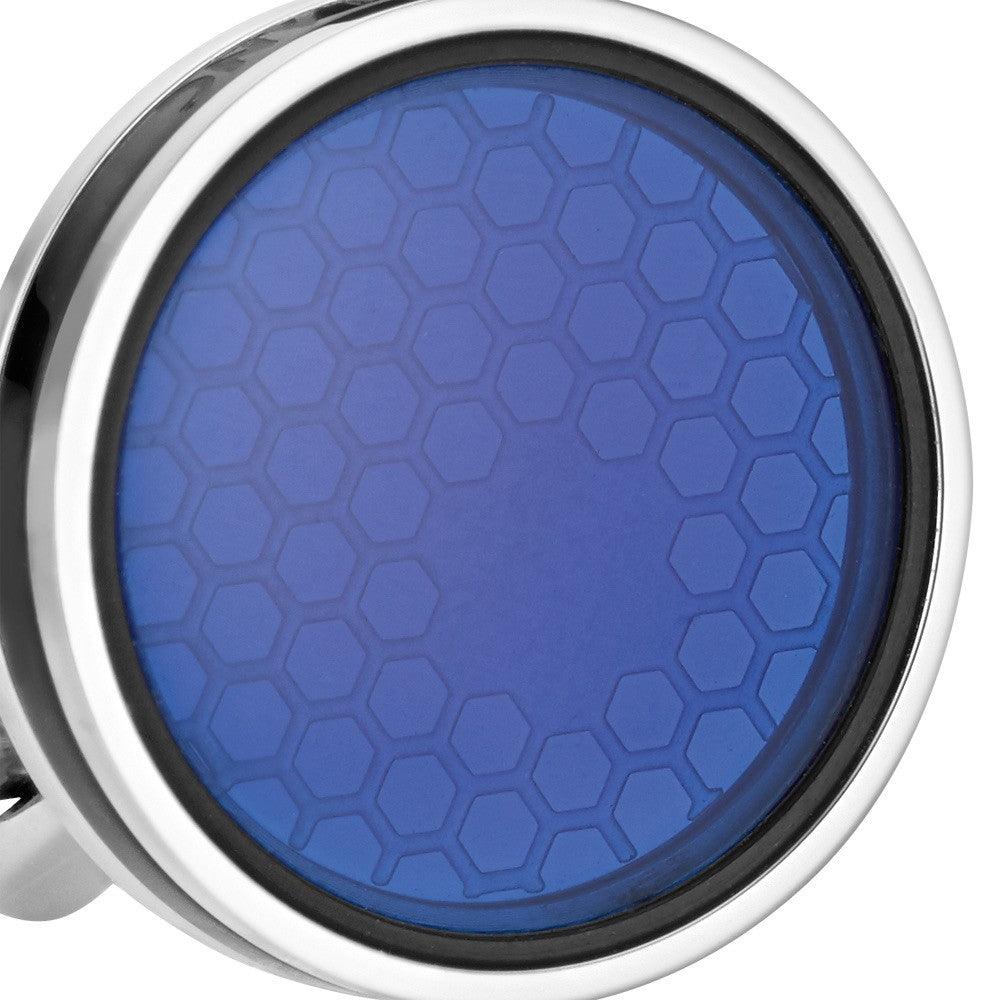 Montblanc Star cufflinks steel blue sapphire glass 118602