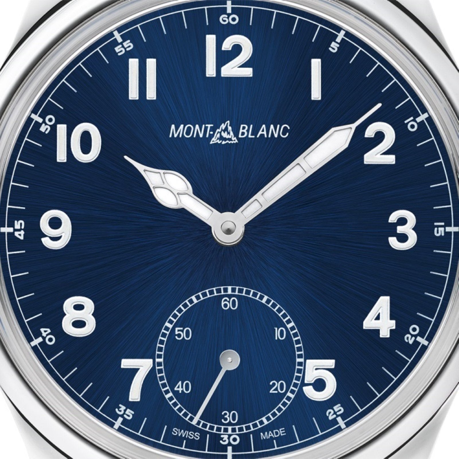 Montblanc watch 1858 Manual Small Second 44mm blue manual winding steel 113702