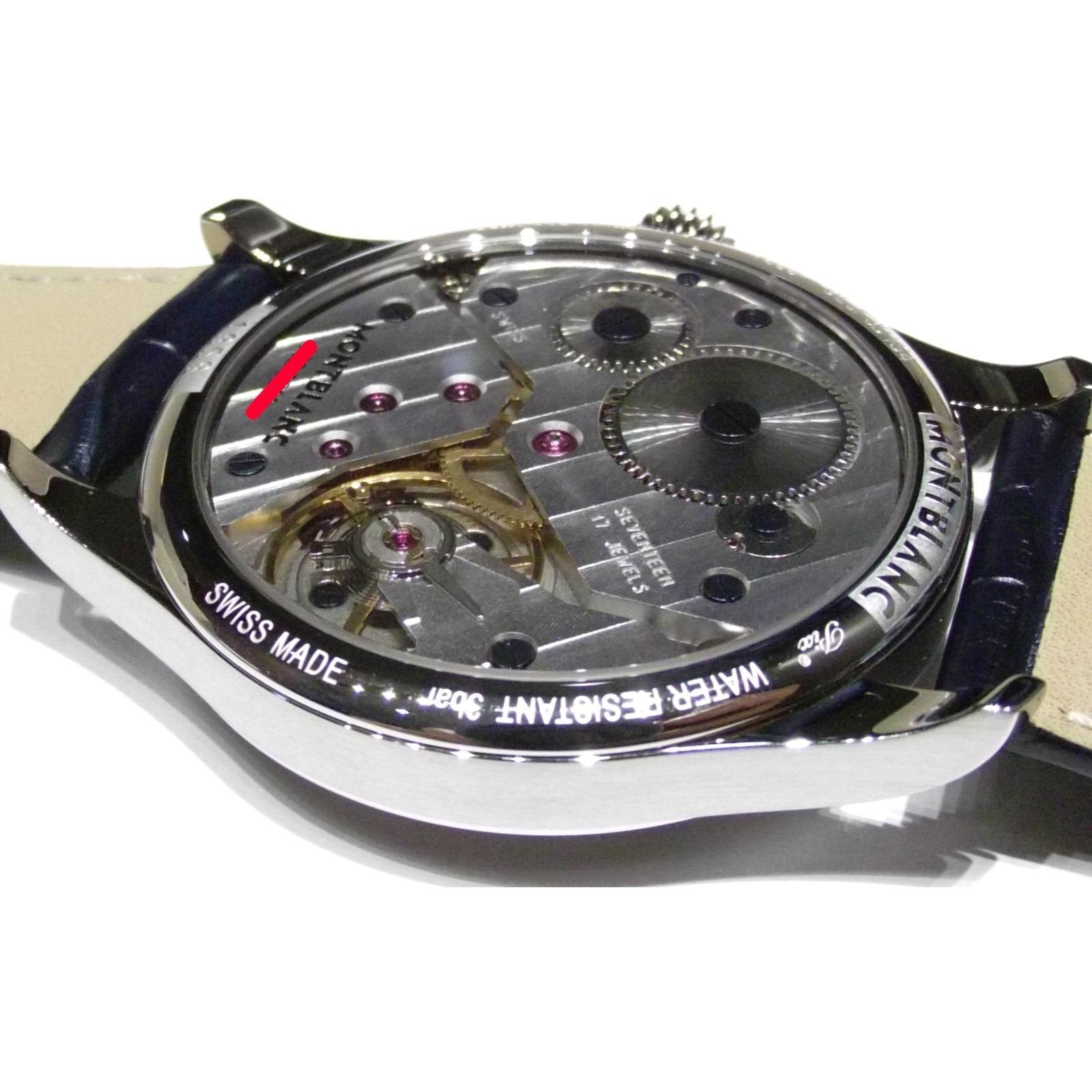 Montblanc watch 1858 Manual Small Second 44mm blue manual winding steel 113702