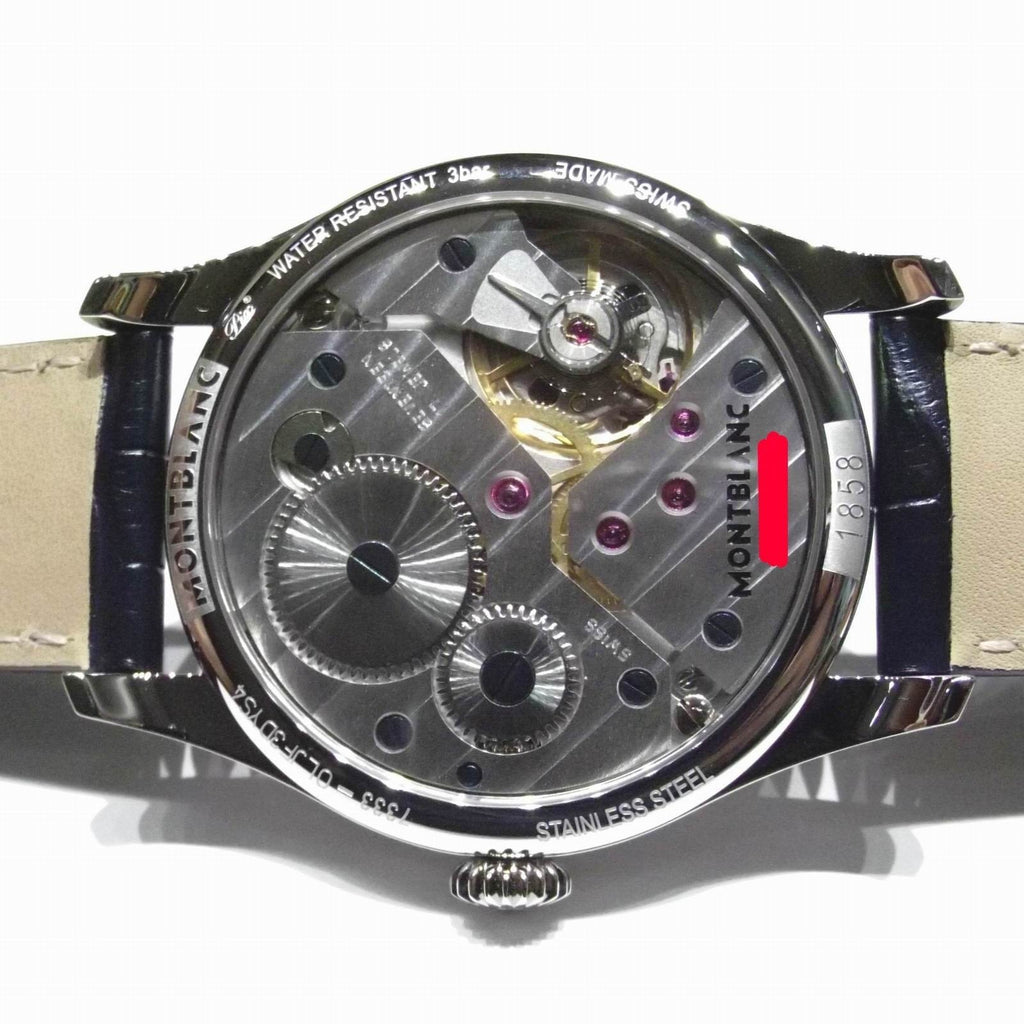 Montblanc watch 1858 Manual Small Second 44mm blue manual winding steel 113702