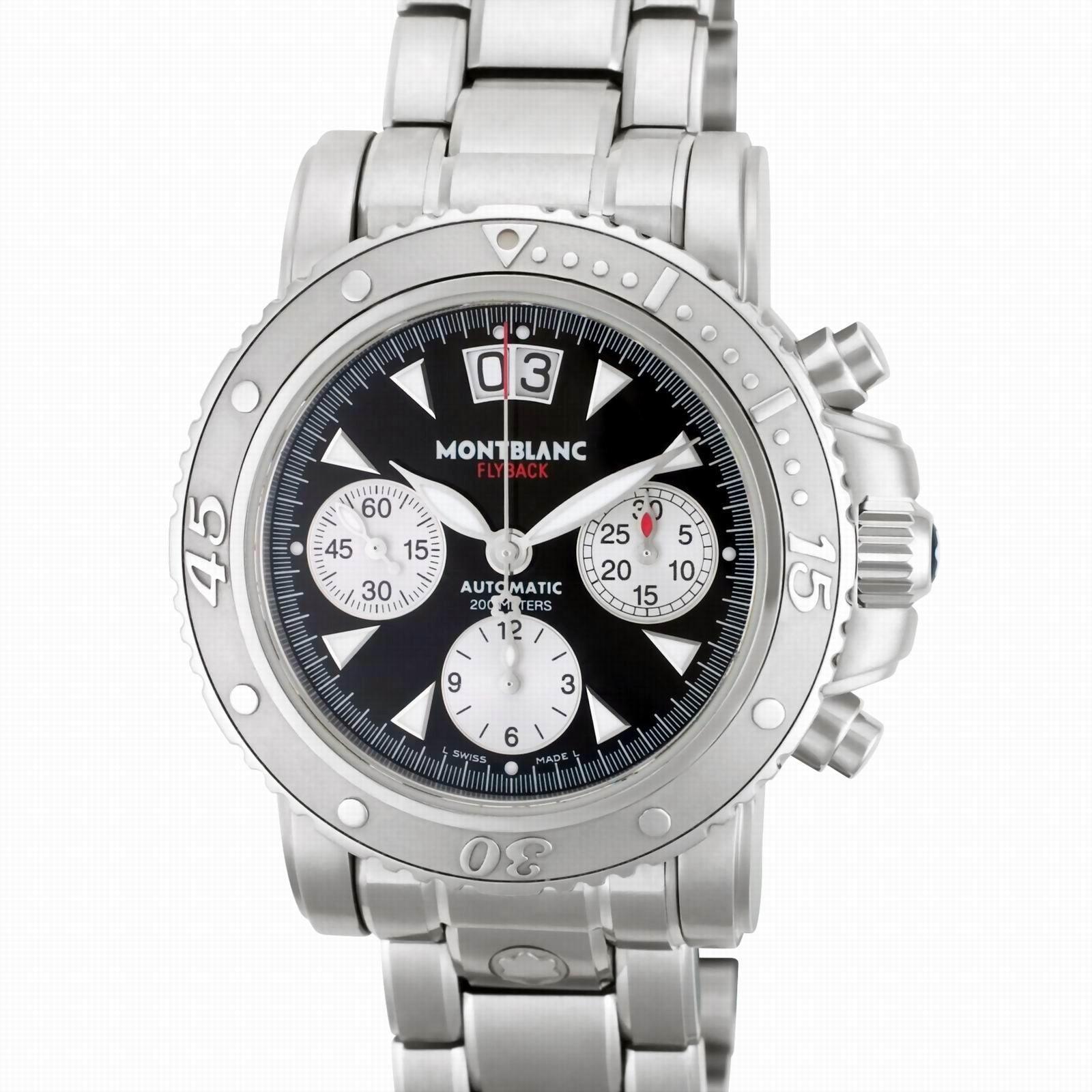 Montblanc watch Sport Flyback Chronograph 41.5mm black automatic steel 8466