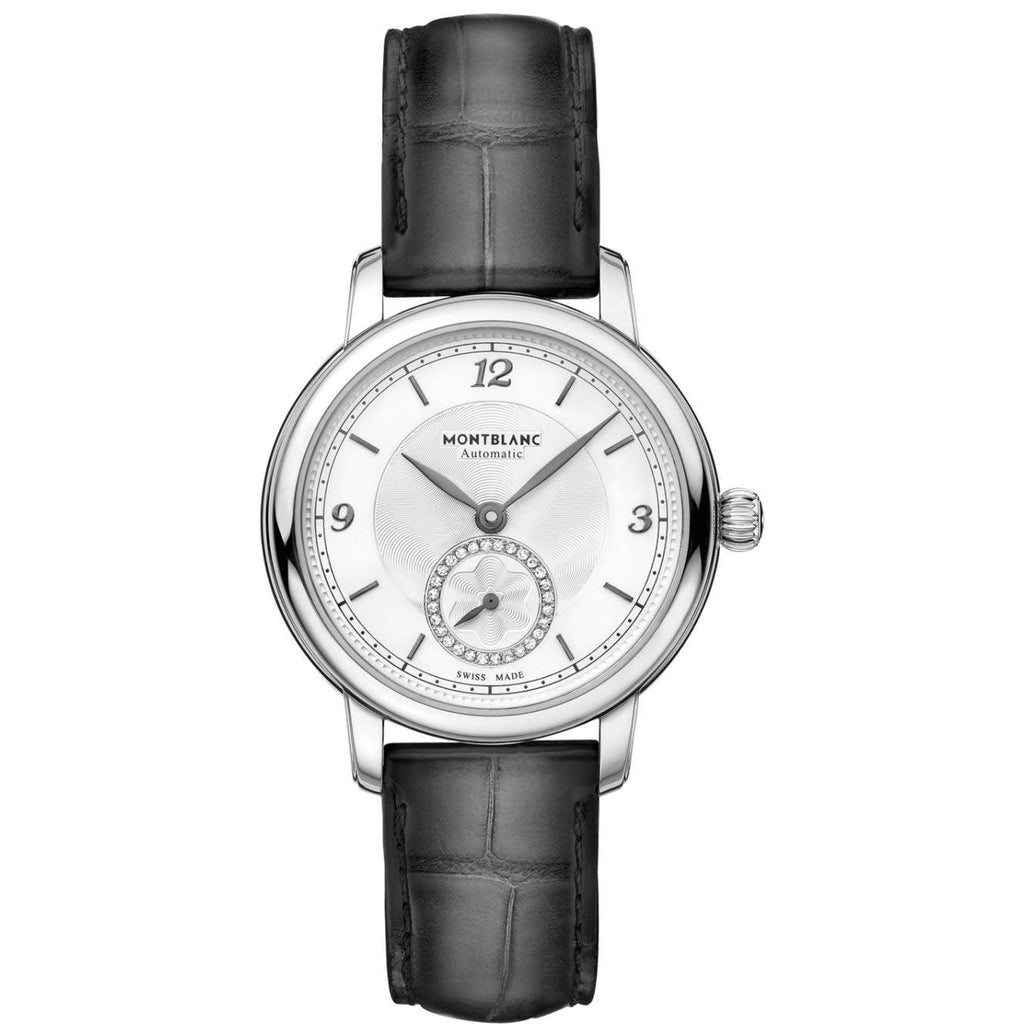 Montblanc Star Legacy Small Second 32mm silver diamonds automatic steel watch 118536