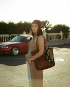 Liv - Handmade Woven Leather Tote Bag Caramel