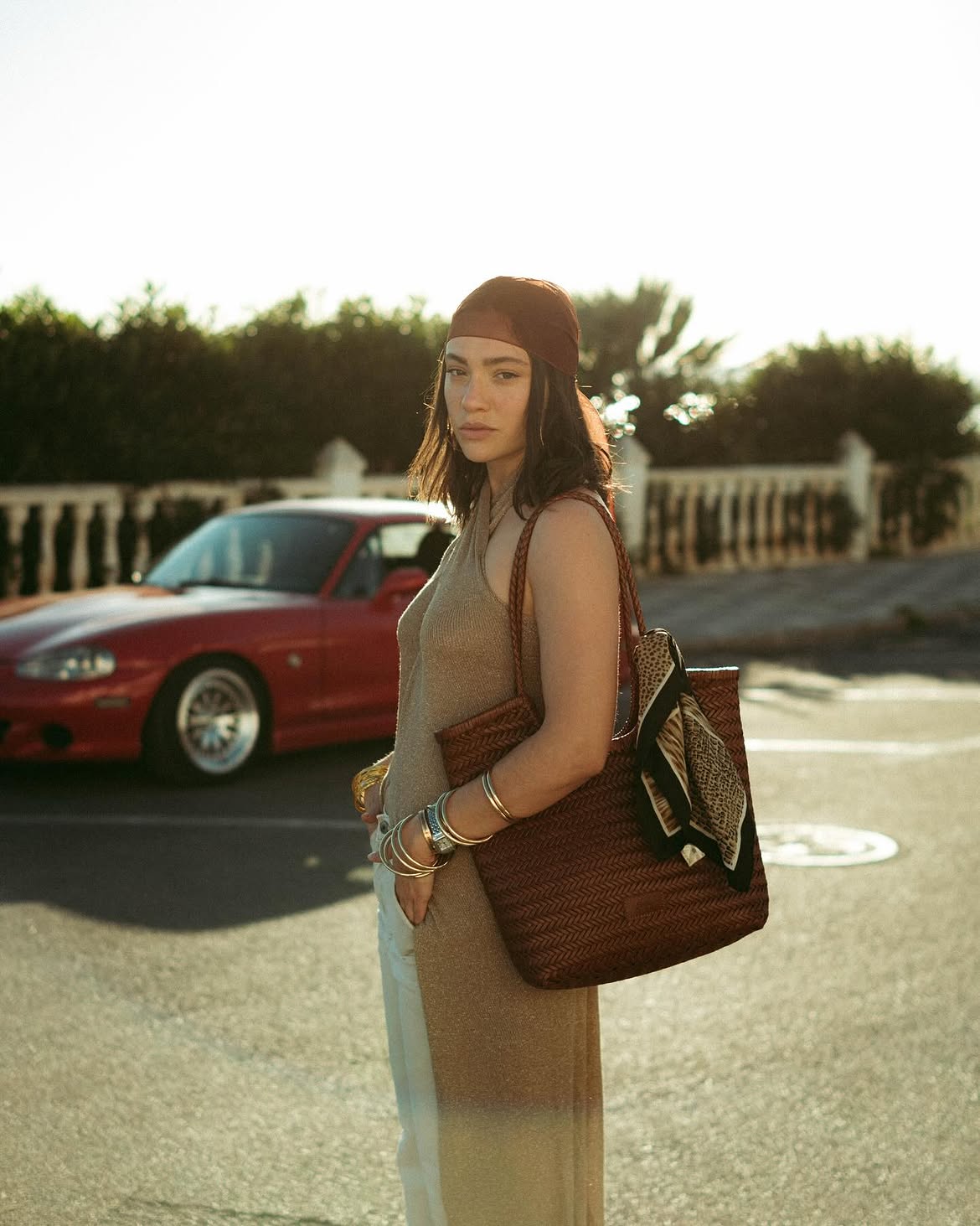 Liv - Handmade Woven Leather Tote Bag Caramel