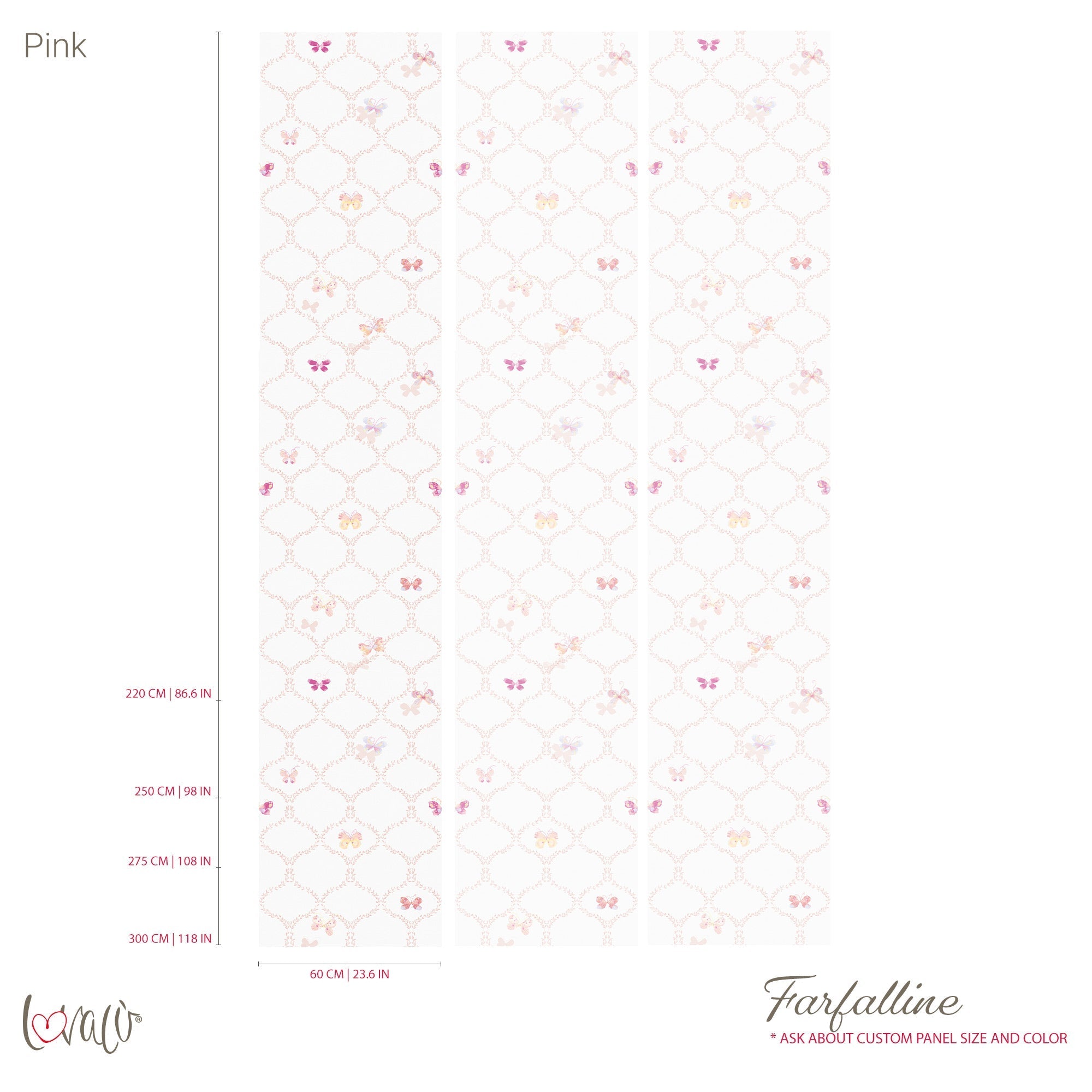 Carta da parati - Farfalline rosa Lovalù