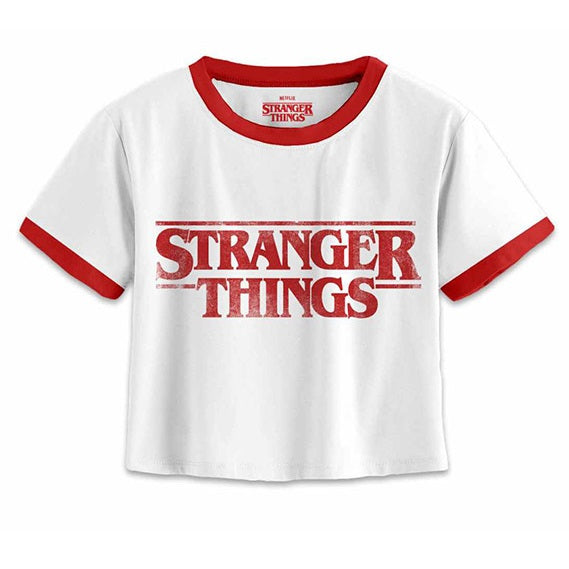 Heroes Inc Stranger Things Women's Cropped T-Shirt With Netflix Nerd Logo Size L
