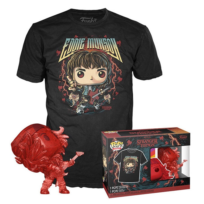 Funko Pop! & Tee Stranger Things Hunter Eddie W / Guitar Figure 9Cm + T-Shirt