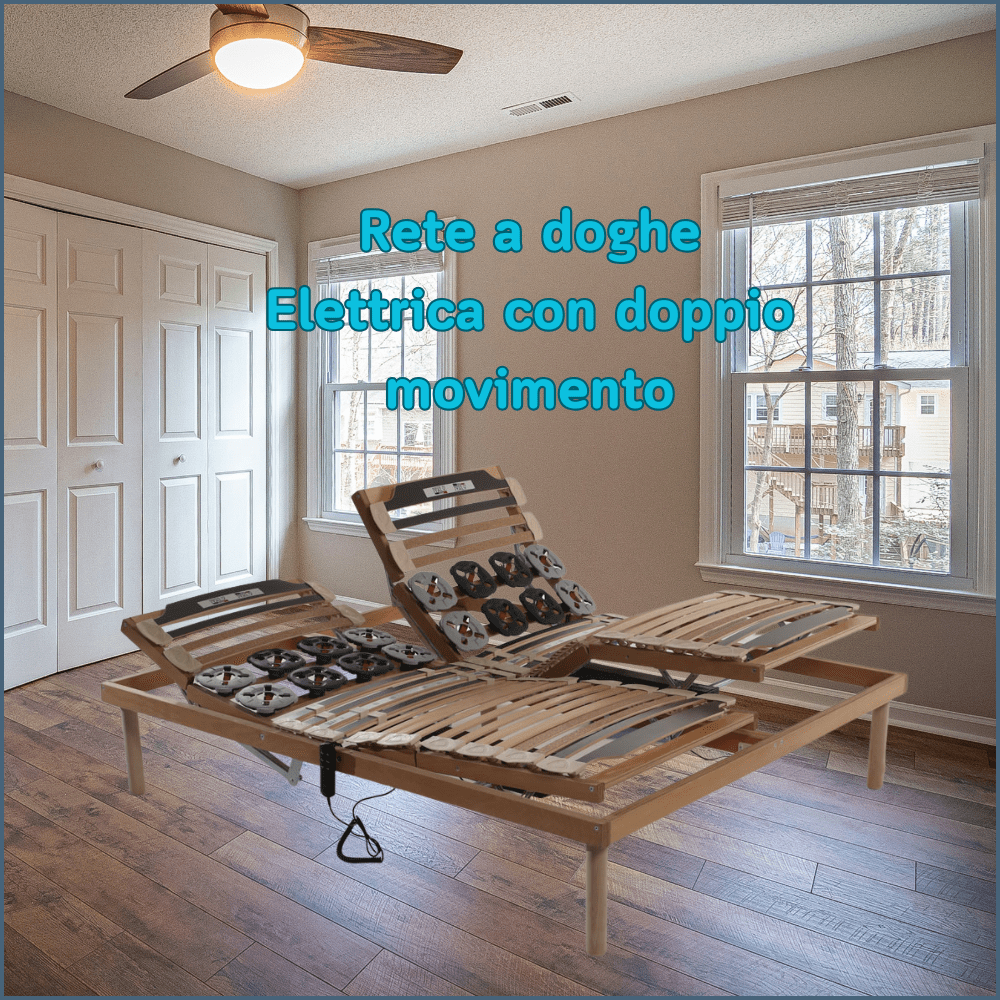 Motorized slatted bed base in beech wood with remote control - Superior Bed Base