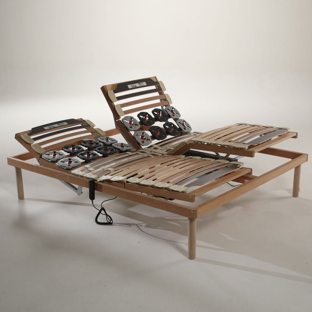Motorized slatted bed base in beech wood with remote control - Superior Bed Base
