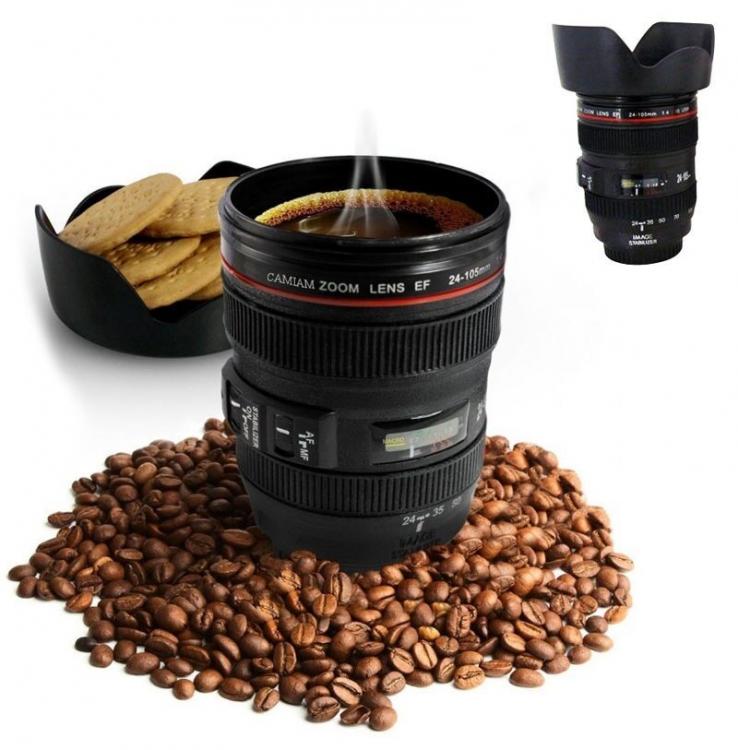 Camera Lens Coffee Mug with Lid