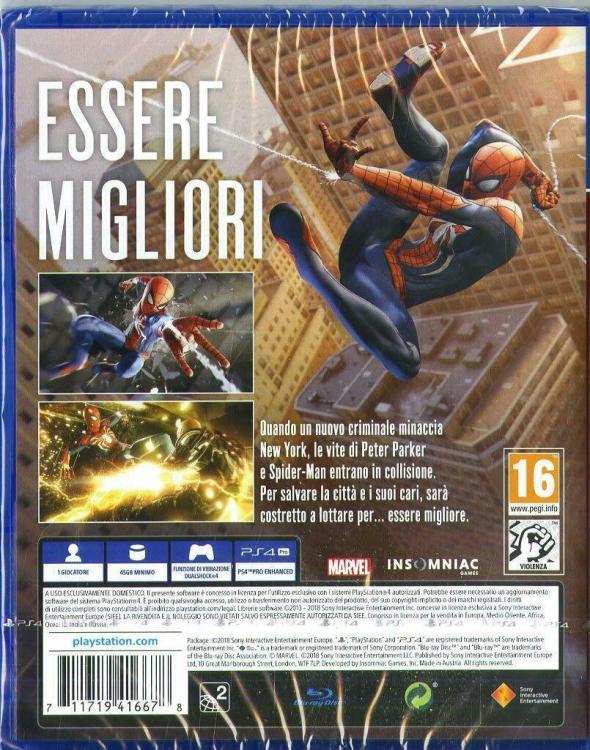 Marvel Spider-Man Ps4 Italian Game Video Game Playstation 4 Spiderman Pal Ita