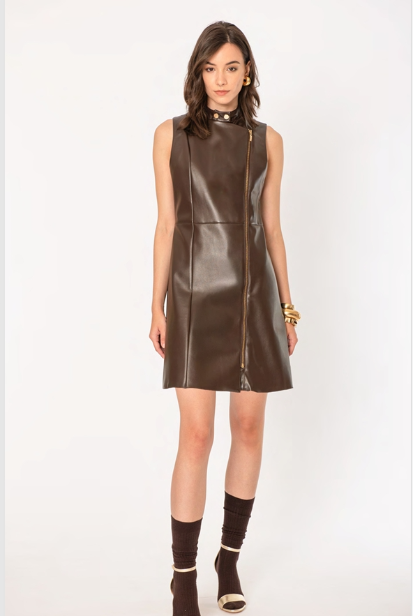 Eco-leather dress with zip No-nà - Sustainable and modern style