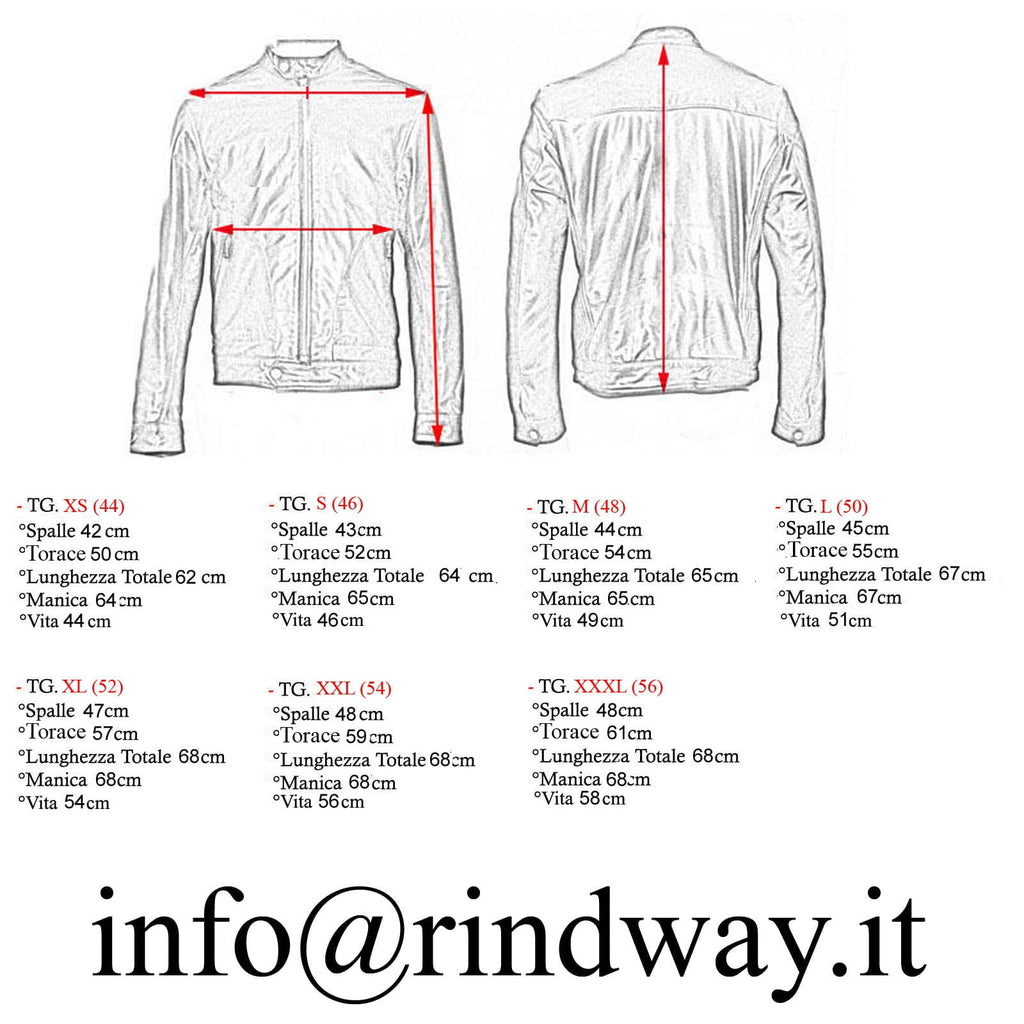 Giacca Biker In Vera Pelle Nera Uomo Slim Cuciture Frontali Rindway