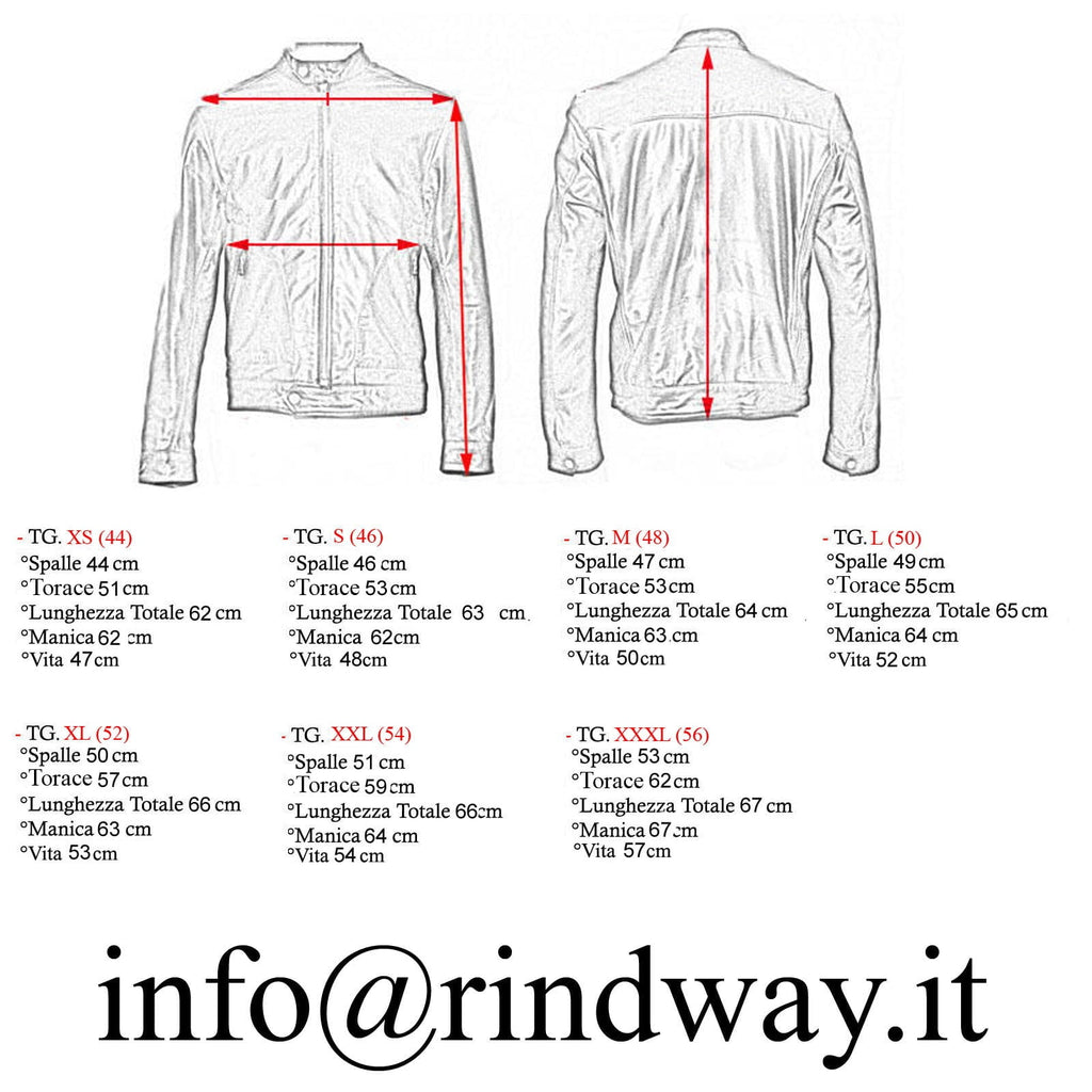 Giacca Biker In Vera Pelle Uomo Marrone Slim Collo Con Bottoni Rindway