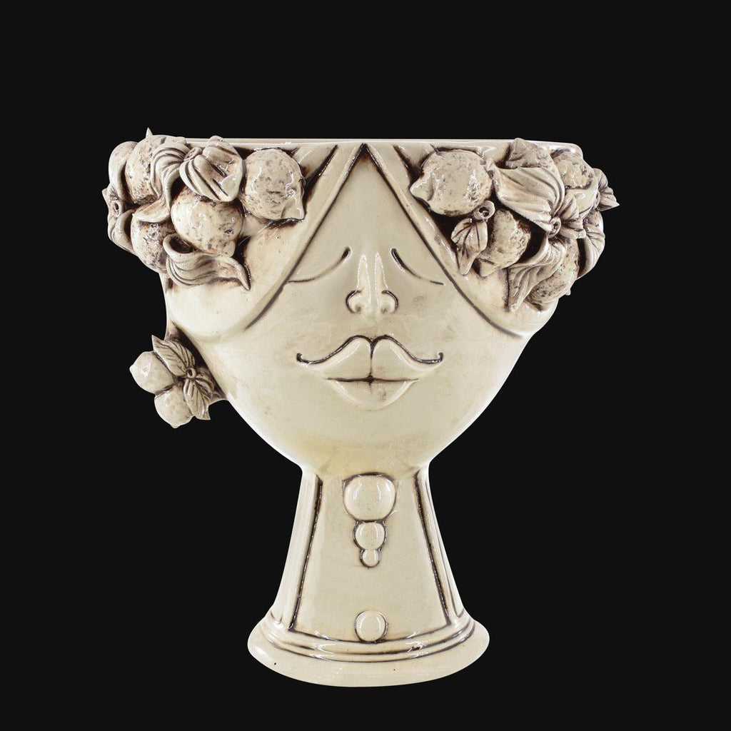 Testa Zahira con Limoni h 30 cm - Donna, Madreperla Antichizzato | Ceramica Caltagirone