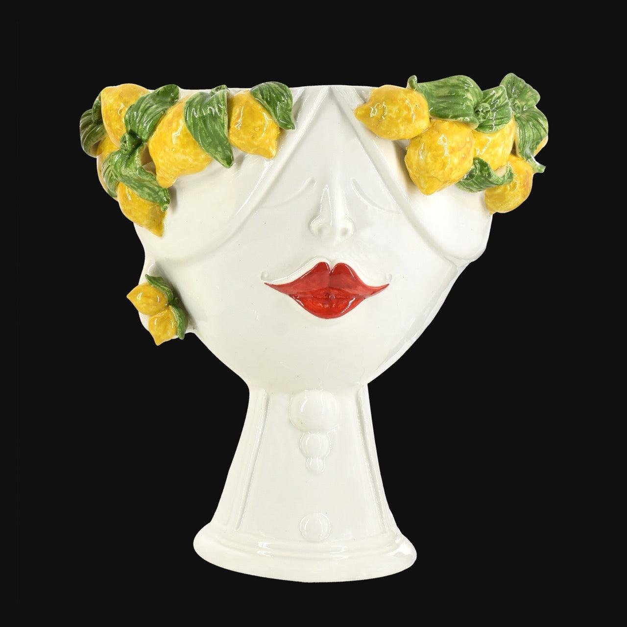 Testa di Moro con limoni "Zahira" donna | White and Lemon 30 cm Ceramiche di Caltagirone Sofia