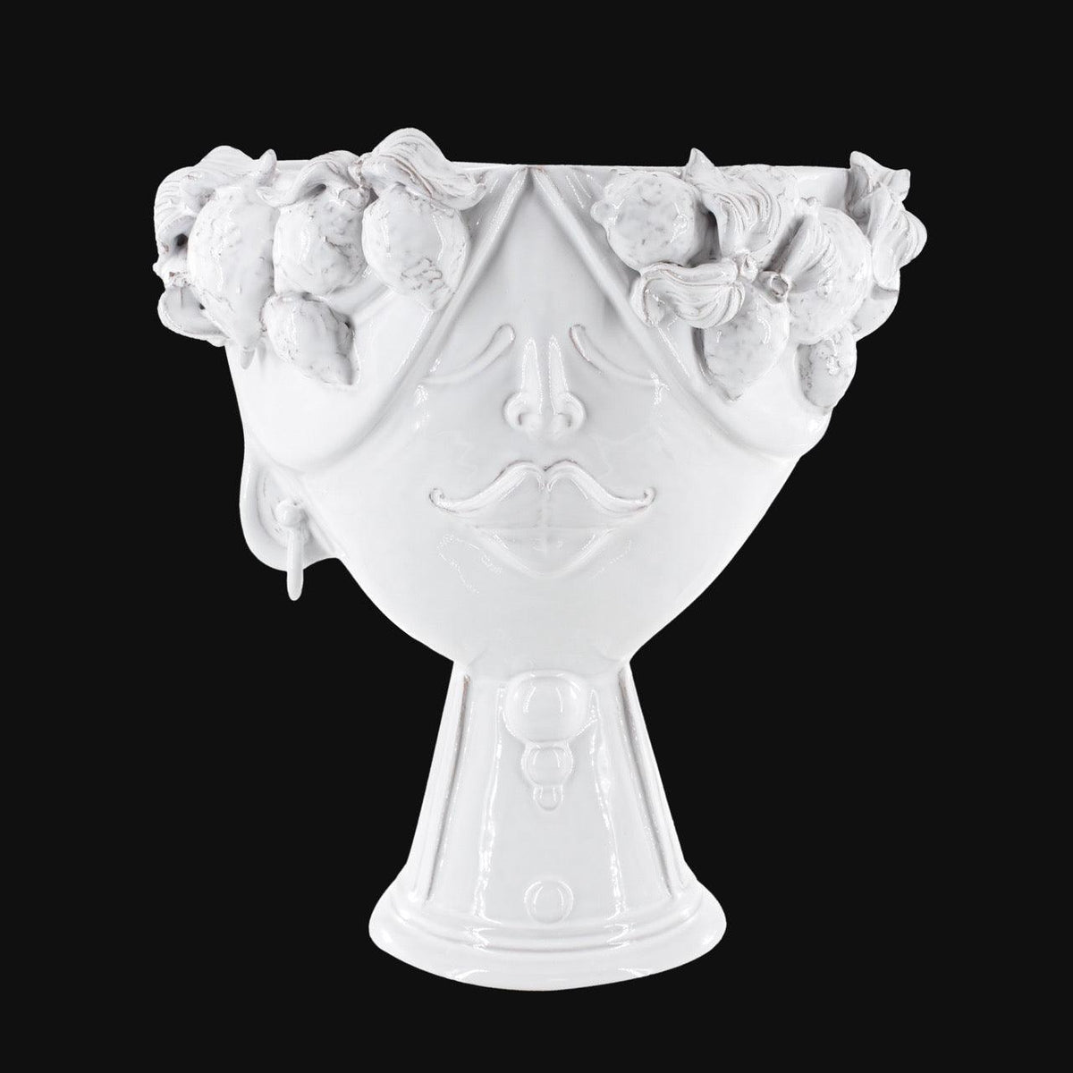 Testa Zahira con Limoni h 30 cm - Donna, White Line | Ceramica Caltagirone