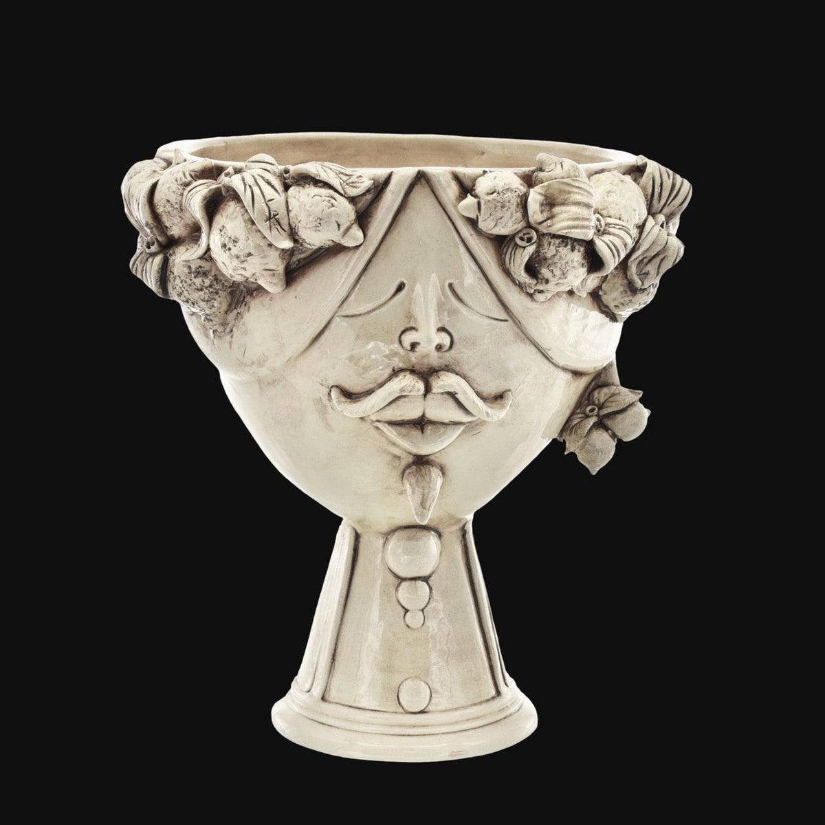 Testa Zahira con Limoni h 30 cm - Uomo, Madreperla Antichizzato | Ceramica Caltagirone