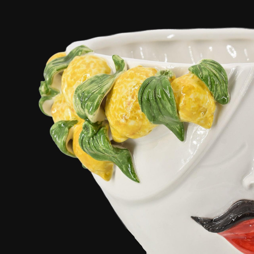 Testa Zahira con Limoni h 30 cm — Uomo, White and Lemon | Ceramica Caltagirone