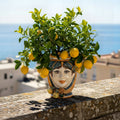 Testa di Moro con Limoni h 25 cm — Donna, Blu e Arancio