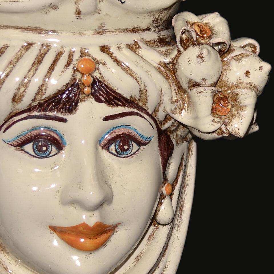 Testa h 25 limoni avorio femmina Ceramiche di Caltagirone Sofia