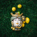 Testa h 25 limoni verde/arancio femmina Ceramiche di Caltagirone Sofia
