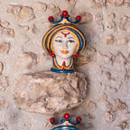 Testa h 30 in blu e arancio donna Ceramiche di Caltagirone Sofia