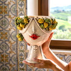 Testa Zahira con Limoni h 30 cm — Donna, Madreperla | Ceramica Caltagirone