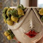 Testa Zahira con Limoni h 30 cm — Donna, Madreperla | Ceramica Caltagirone