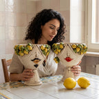 Testa Zahira con Limoni h 30 cm — Uomo, Madreperla | Ceramica Caltagirone