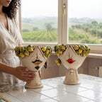 Testa Zahira con Limoni h 30 cm — Uomo, Madreperla | Ceramica Caltagirone