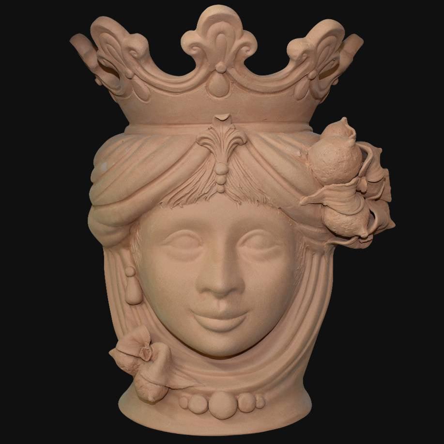 Testa h 40 limoni grezza in terracotta femmina Ceramiche di Caltagirone Sofia