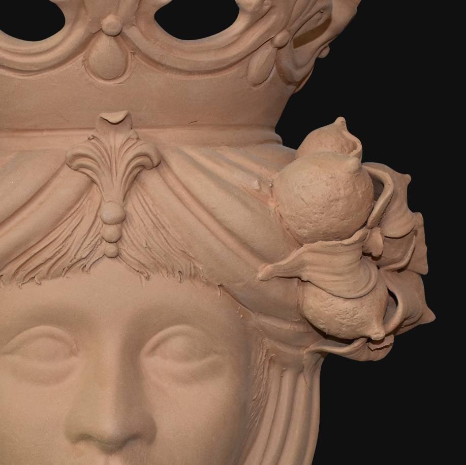 Testa h 40 limoni grezza in terracotta femmina Ceramiche di Caltagirone Sofia