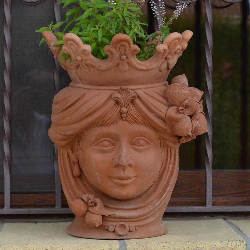 Testa h 40 limoni grezza in terracotta femmina Ceramiche di Caltagirone Sofia