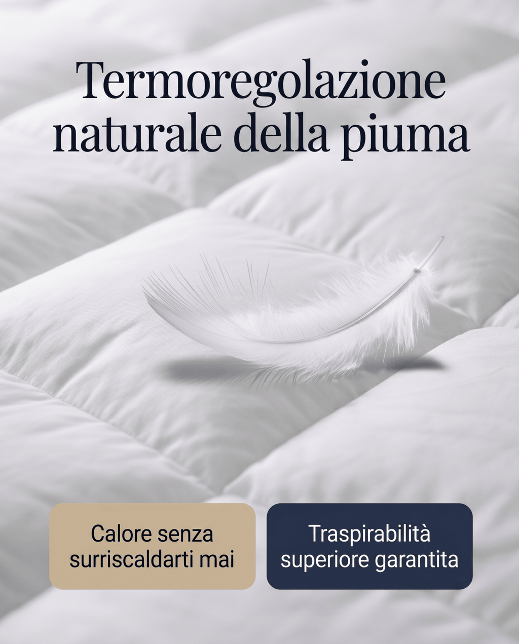 Topper correggi materasso termoregolatore in piuma oca 20% Piumino 80% Piumetta 600 GR/MQ 160x200 cm