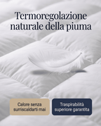 Topper correggi materasso termoregolatore in piuma oca 20% Piumino 80% Piumetta 600 GR/MQ 160x200 cm