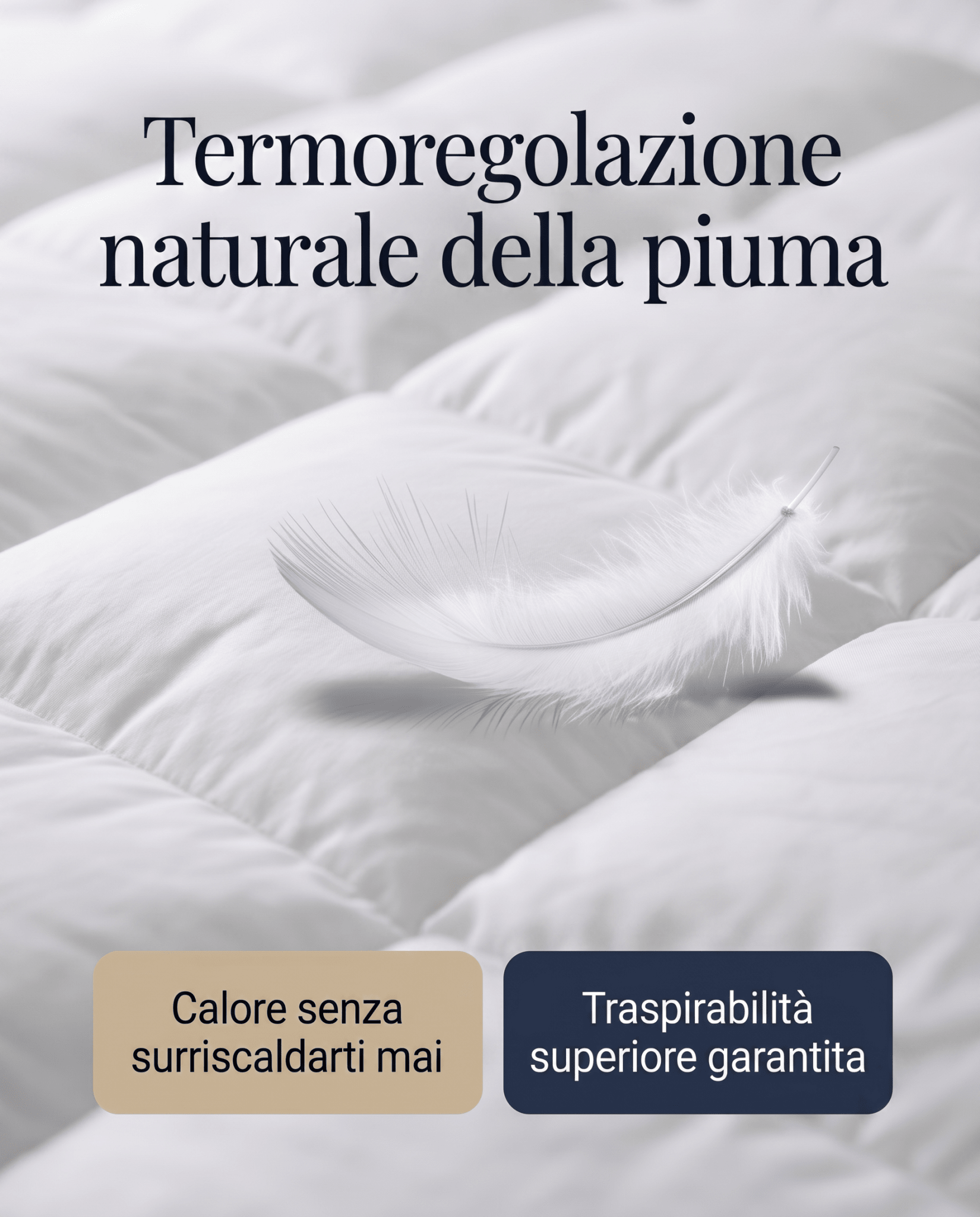Topper correggi materasso termoregolatore in piuma oca 20% Piumino 80% Piumetta 600 GR/MQ 160x200 cm