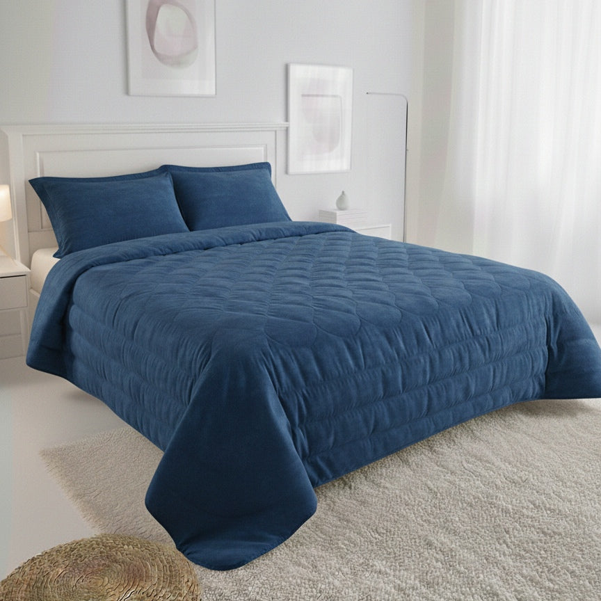 Double Quilted Bedspread LINEA AREA - 100% Cotton Handcrafted Made in Italy