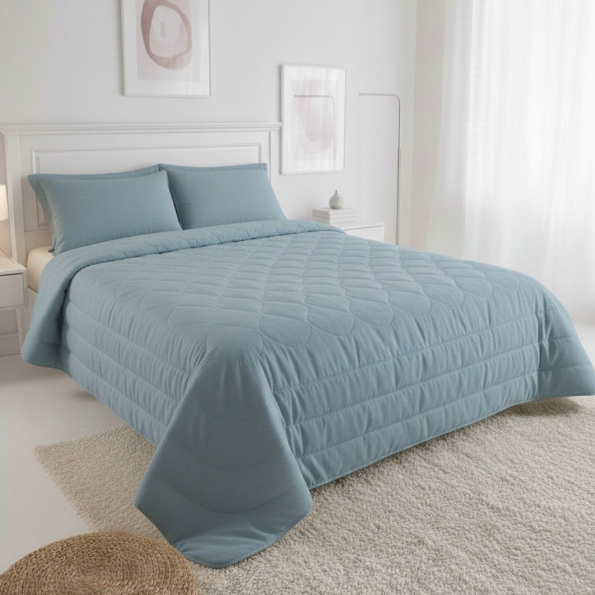 Double Quilted Bedspread LINEA AREA - 100% Cotton Handcrafted Made in Italy